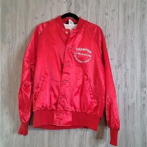 Vintage Red Satin Bomber Jacket XL | 80s Sportswear, Retrocore, Blokette Vibes